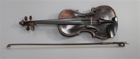 A violin by Sebastian Dalinger, Vienna 1805, back 14.5in. overall length 23in.